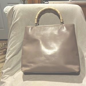 Genuine Gucci Vintage Leather tote with Bamboo Handles